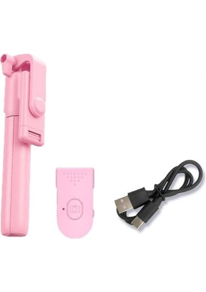Pembe Selfie Çubuğu R1 Cep Telefonu Braketi 360 Derece Dönme Bluetooth Uyumlu 4.0 Cep Telefon Tripodu Cep Telefonu Aksesuarları (Yurt Dışından)