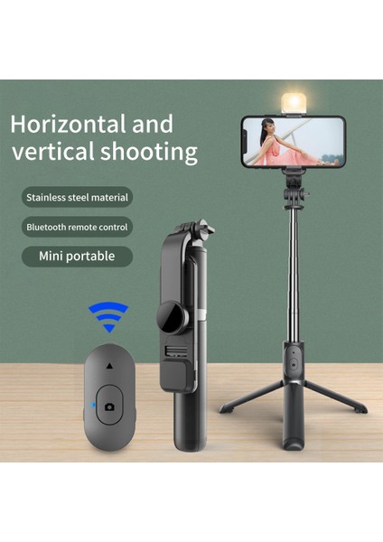 Siyah Sh 100 cm Beyaz/siyah Ayarlanabilir Selfie Çubuğu, Kablosuz Bluetooth Uyumlu ve Akıllı Telefon Canlı Fotoğraf Için Flaş (Yurt Dışından)