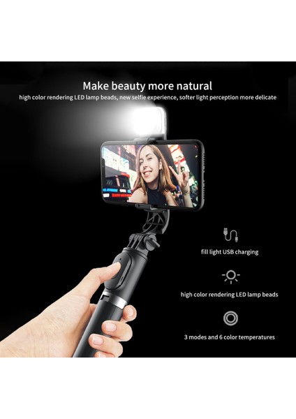 Siyah Sh 100 cm Beyaz/siyah Ayarlanabilir Selfie Çubuğu, Kablosuz Bluetooth Uyumlu ve Akıllı Telefon Canlı Fotoğraf Için Flaş (Yurt Dışından) fiyatları