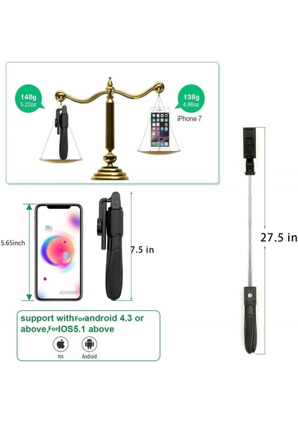 Sadece Tripod 2022 Yeni Yüksek Kaliteli K006 Selfie Çubuğu 360 ° Dönme Katlanabilir Tripod Telefon Tutucu Monopod Aynalı Akıllı Telefon Için (Yurt Dışından)