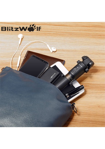 Bs3 Siyah Blitzwolf Bw-Bs3 Bluetooth Uyumlu Özçekim Çubuğu Tripod Uzaktan Kumanda Esnek Özçekim Çubuğu Sabitleyici iphone Için Xiaomi (Yurt Dışından)