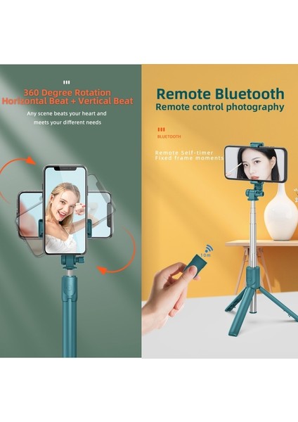 Siyah Uzatılmış Selfie Çubuğu Tripod Mobil Tutucu Bluetooth Uzaktan Kumanda Doldurma Işığı ile Kablosuz Katlanabilir Tripod Deklanşör (Yurt Dışından) modelleri