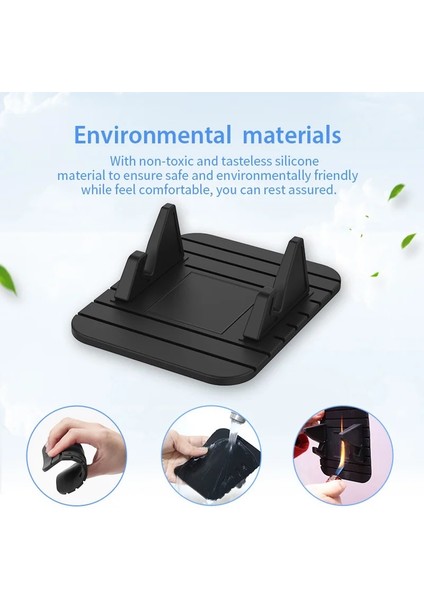 Siyah Araba Silikon Tutucu Kaymaz Mat Pad Dashboard Standı Montaj Telefon Gps Braketi iPhone Samsung Xiaomi Huawei Masaüstü Standı (Yurt Dışından)