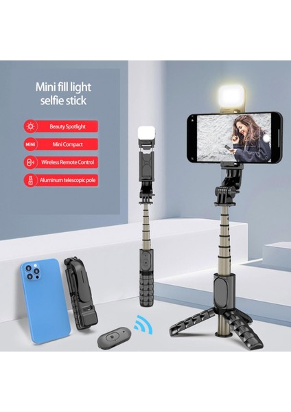Siyah 1 Takım Tripod Standı Yaratıcı Alüminyum Alaşımlı Çok Açılı Seyahat Selfie Çubuğu Selfie Standı Için 3 Tip Işık Selfie Tripod Kullanın (Yurt Dışından) modelleri