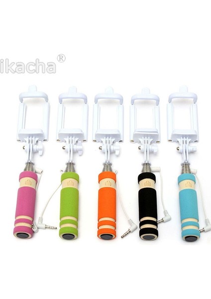 Yeşil 5 Renk El Kablolu 60MM Özçekim Sopa Aksesuarı iPhone Uzatılabilir Monopod Öz Kamera Samsung Xiaomi Deklanşör (Yurt Dışından)