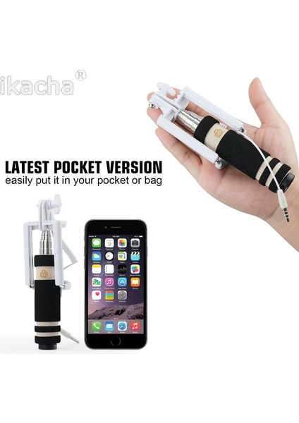 Yeşil 5 Renk El Kablolu 60MM Özçekim Sopa Aksesuarı iPhone Uzatılabilir Monopod Öz Kamera Samsung Xiaomi Deklanşör (Yurt Dışından) modelleri