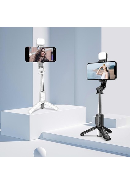 Beyaz Dolgu Işığı ile Selfie Çubuğu Canlı Hepsi Bir Arada Çok Fonksiyonlu Taşınabilir Tripod Uzaktan Selfie Doldurma ile Profesyonel Seyahat Tripod (Yurt Dışından)