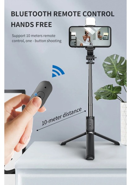 Q02S Kablosuz Selfie Çubuğu Bluetooth Uyumlu Katlanabilir Mini Tripod Telefon Için Dolgu Işığı Deklanşör Uzaktan Kumanda Ios Android Için (Yurt Dışından)