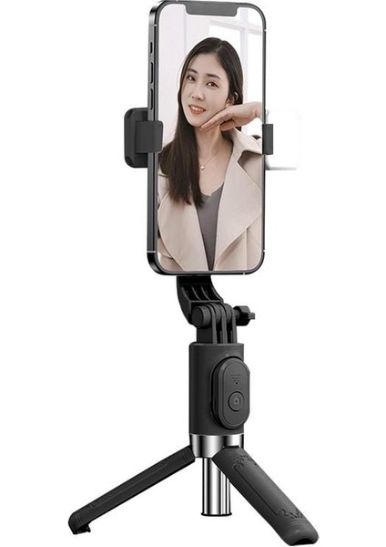Tripod Selfie Çubuğu Ayarlanabilir Canlı Yayın Tripod Taşınabilir Cep Telefonu Standı Yatay ve Dikey Arasında Dolgu Işığı Anahtarı (Yurt Dışından)