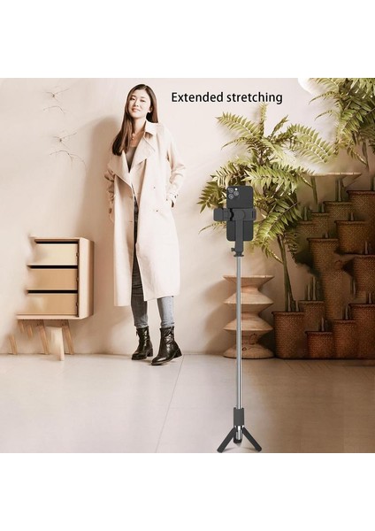 Tripod Selfie Çubuğu Ayarlanabilir Canlı Yayın Tripod Taşınabilir Cep Telefonu Standı Yatay ve Dikey Arasında Dolgu Işığı Anahtarı (Yurt Dışından)