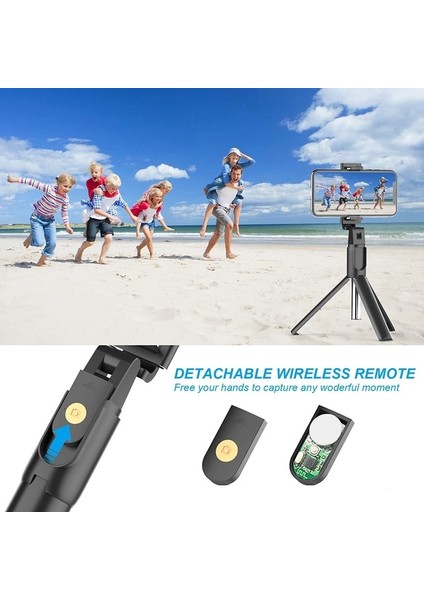 Beyaz K07 Mini Bluetooth Selfie Sopa Tripod ile Ayrılabilir Uzaktan Kumanda Xiaomi Huawei iPhone Için Taşınabilir Selfie Sopa Sabitleyici (Yurt Dışından)