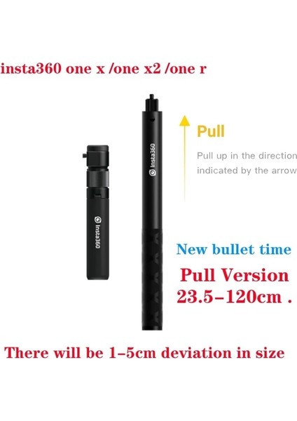 INSTA360 Için Sürümü Döndürün Evrensel Görünmez Selfie Çubuğu INSTA360 X3 Bullet Time Paket Kolu Insta One X2/one Rs Kameralar Aksesuarları (Yurt Dışından)