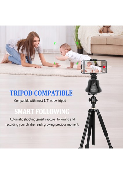 Tripodlu Siyah Apaı Genıe Yüz Takip Kamerası Akıllı Çekim Selfie Çubuğu 360° Dönüş Nesne Takip Tutucu Vlog Video Kaydı Için Gimbal (Yurt Dışından)