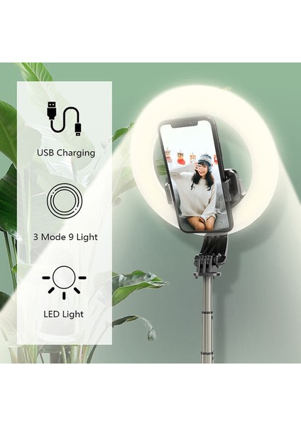 Stil A Selfie Sopa ile Halka Işık LED Tripod iPhone Android Cep Telefonu Standı Tutucu Kutup Akıllı Telefon Bluetooth Monopod Hücresel (Yurt Dışından) fırsatları