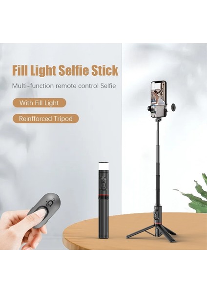 Vıp Kutusu Fangtuosı Yenı Taşınabilir Kablosuz Bluetooth Telefon Selfie Çubuk Tripod Dolgu Işığı ile Huawei iPhone 14 Android Ios Selfie (Yurt Dışından) modelleri