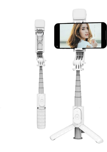 Beyaz Selfie Çubuğu Tripod Taşınabilir Alüminyum Alaşımlı Selfie Çubukları Q10S Dolgu Işığı Selfie Sopa Hafif Kompakt Kablosuz Telefon (Yurt Dışından) fiyatları