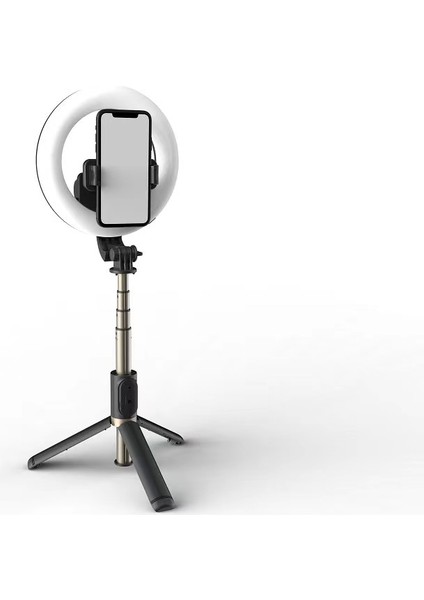 Siyah Bluetooth Selfie Çubukları LED Halka Işık Katlanabilir Tripod Standı 6 Inç Selfie Çubukları Video Canlı Makyaj Fotoğrafçılığı Işık Kablosuz (Yurt Dışından) fırsatları