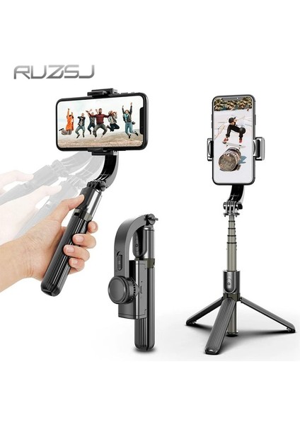 L08 Siyah Ruzsj L08 Bluetooth El Gimbal Sabitleyici Açık Tutucu Kablosuz Selfie Sopa Telefon Ios Androd Için Ayarlanabilir Selfie Standı (Yurt Dışından) fiyatları