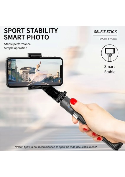 L08 Siyah Ruzsj L08 Bluetooth El Gimbal Sabitleyici Açık Tutucu Kablosuz Selfie Sopa Telefon Ios Androd Için Ayarlanabilir Selfie Standı (Yurt Dışından) fırsatları