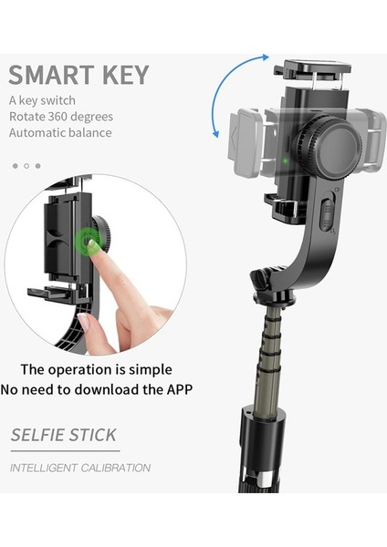 L08 Siyah Ruzsj L08 Bluetooth El Gimbal Sabitleyici Açık Tutucu Kablosuz Selfie Sopa Telefon Ios Androd Için Ayarlanabilir Selfie Standı (Yurt Dışından) indirimleri