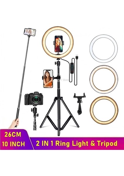 6 Inç2 Kısılabilir LED Selfie Halka Dolgu Işığı Telefon Kamera LED Halka Lamba Makyaj Video Canlı Aro De Luz Para Hacer Tik Tok Için Tripod ile (Yurt Dışından) fiyatları