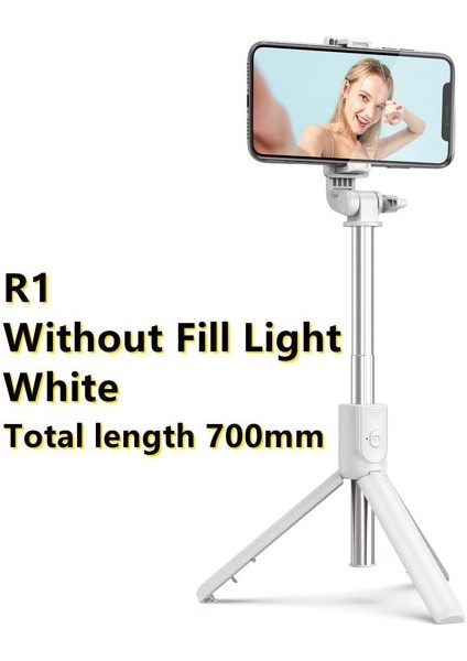 R1 Beyaz Yeni Kablosuz Bluetooth Selfie Çubuğu, Uzaktan Kumandalı Deklanşör Geri Çekilebilir Mini Tripod Katlanabilir, Dolgu Işığı Fotoğraf Canlı (Yurt Dışından)