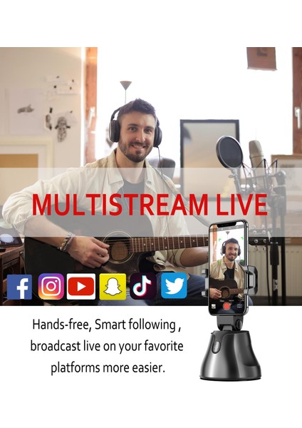 Pembe Apai Genie 360 Rotasyon Yüz Izleme Selfie Çubuğu Tripod Nesne Takip Tutucu Kamera Gimbal Fotoğraf Vlog Canlı Video Kaydı (Yurt Dışından) modelleri