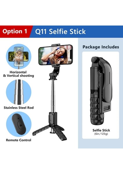 Seçenek 1 Bluetooth Kablosuz Selfie Çubuğu Katlanabilir Mini Tripod Uzatılabilir Monopod Uzaktan Deklanşör ile iPhone Ios Xiaomi Android Telefon Için (Yurt Dışından)