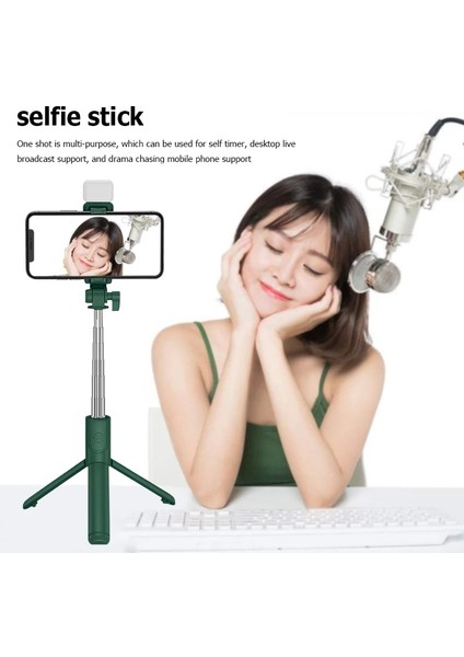 Mavi Tek Işıklı Selfie Çubuğu Selfie Çubuğu Bluetooth Uyumlu Cep Telefonu Braketi Uzatılabilir Tutucu Kablosuz Uzaktan Deklanşör Yeşil (Yurt Dışından) fiyatları
