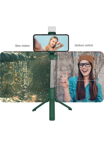 Mavi Tek Işıklı Selfie Çubuğu Selfie Çubuğu Bluetooth Uyumlu Cep Telefonu Braketi Uzatılabilir Tutucu Kablosuz Uzaktan Deklanşör Yeşil (Yurt Dışından) indirimleri