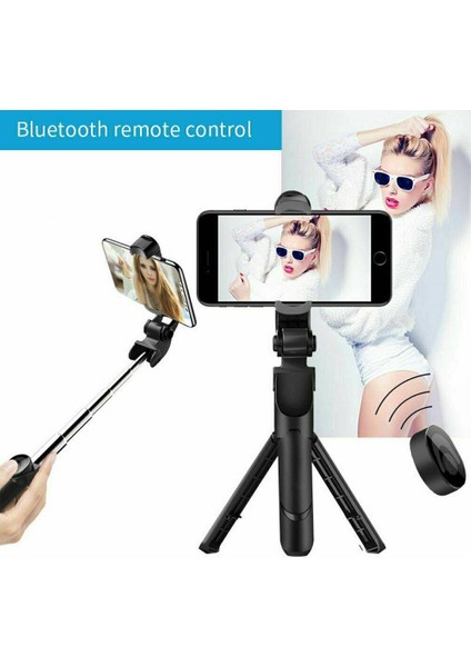 Siyah XT10 Selfie Sopa Uzaktan Kumanda Teleskopik Çubuk Masaüstü Canlı Braketi Cep Telefonu Tripod Selfie Sopa iPhone 11/12/13 (Yurt Dışından)