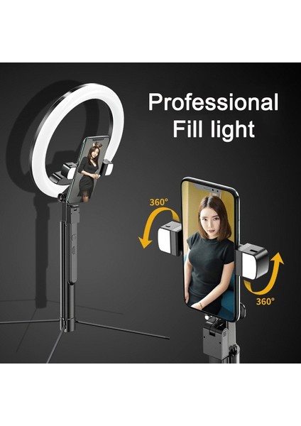 10 Inç Halka Işık Mamen Çift Lighttripod ile 170 cm Bluetooth Selfie Çubuk Sabitleyici Zamanlayıcı Canlı Video Çekimi Için 10 Inç Halka Işık (Yurt Dışından) modelleri