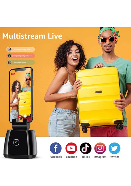 Siyah Uzaktan Capture Genıe Akıllı Takip Selfie Çubuğu 360° Döndürme Otomatik Yüz Nesne Takibi Telefon Kamera Fotoğraf Vlog Canlı Için Tripod Tutucu (Yurt Dışından)