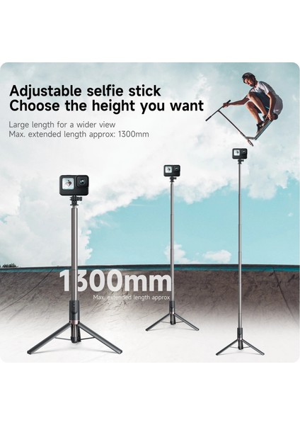 1.3m Selfie Çubuğu Telesın 0.6/1.3m Selfie Çubuğu Tripod + 40M Bluetooth Uzaktan Kumanda Gopro Hero 11 10 9 8 Max Vlog IPhone 14 13 Samsung Için (Yurt Dışından)