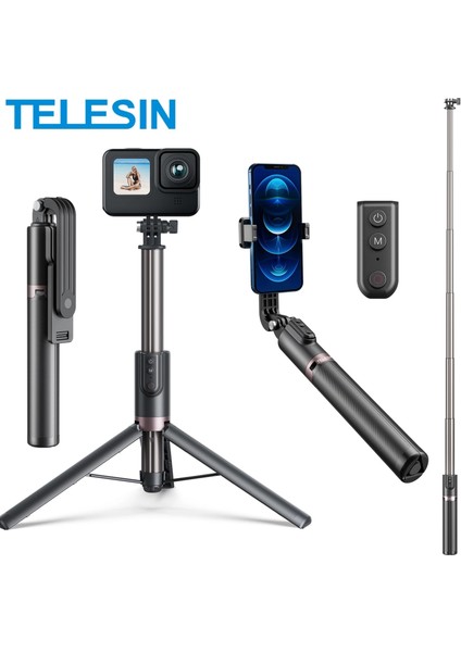 1.3m Selfie Çubuğu Telesın 0.6/1.3m Selfie Çubuğu Tripod + 40M Bluetooth Uzaktan Kumanda Gopro Hero 11 10 9 8 Max Vlog IPhone 14 13 Samsung Için (Yurt Dışından)