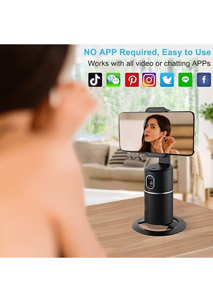 Gri Akıllı Selfie Çubuğu 360° Otomatik Yüz Takip Gimbal Tiktok Fotoğraf Video Için Canlı Kayıt Rotasyon Stabilize Tripod Telefon Tutucu (Yurt Dışından)