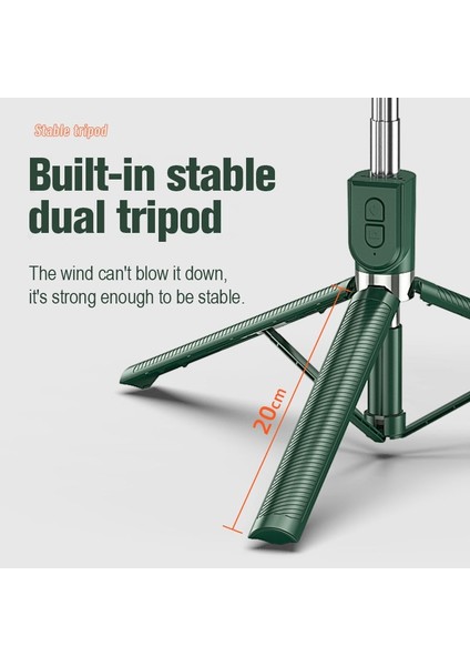 H6S Koyu Yeşil Kablosuz Selfie Çubuğu Bluetooth Katlanabilir Mini Tripod Fotoğraf Canlı Ios Android Için Dolgu Işığı ile Uzaktan Deklanşör (Yurt Dışından) fiyatları