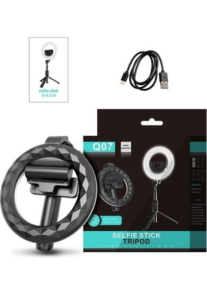 Siyah Çok Fonksiyonlu Beautylamp Tripod Halka Işık Selfie Sopa Hafifalüminyum Alaşım Canlı Streamingbeautyfill Işık Tripod Standı (Yurt Dışından)