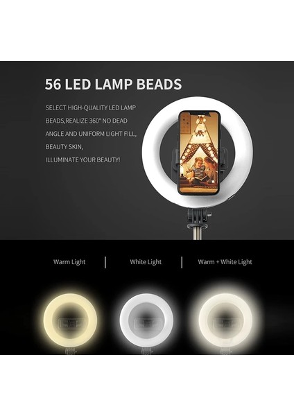 Siyah Çok Fonksiyonlu Beautylamp Tripod Halka Işık Selfie Sopa Hafifalüminyum Alaşım Canlı Streamingbeautyfill Işık Tripod Standı (Yurt Dışından) fiyatları