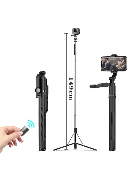 L05 Siyah L05 Kablosuz Bluetooth Selfie Sopa El Uzaktan Deklanşör 1.6 M Tripod 8 Inç Fotoğraf Işığı ile Huawei Xiaomi Android Için (Yurt Dışından) fiyatları