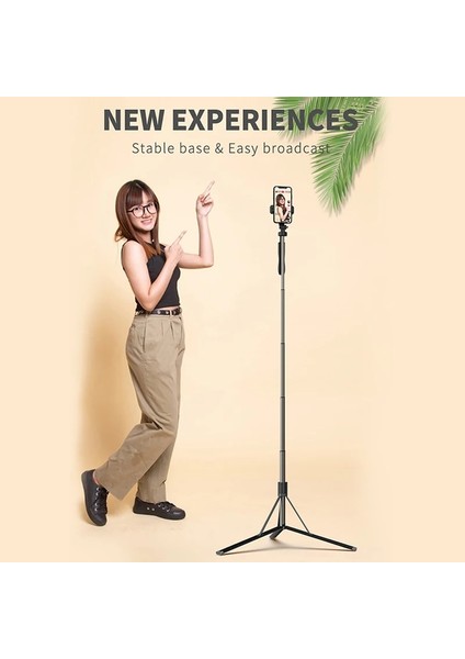 L05 Siyah L05 Kablosuz Bluetooth Selfie Sopa El Uzaktan Deklanşör 1.6 M Tripod 8 Inç Fotoğraf Işığı ile Huawei Xiaomi Android Için (Yurt Dışından) modelleri