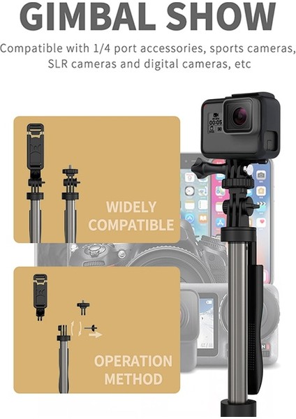 L05 Siyah L05 Kablosuz Bluetooth Selfie Sopa El Uzaktan Deklanşör 1.6 M Tripod 8 Inç Fotoğraf Işığı ile Huawei Xiaomi Android Için (Yurt Dışından) fırsatları
