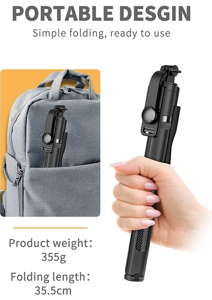 L05 Siyah L05 Kablosuz Bluetooth Selfie Sopa El Uzaktan Deklanşör 1.6 M Tripod 8 Inç Fotoğraf Işığı ile Huawei Xiaomi Android Için (Yurt Dışından) indirimleri