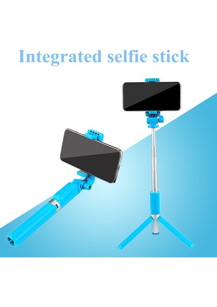 Temizle Mavi Mini Selfie Tripod Uzaktan Kumanda ile + Katlanabilir Tripod Taşınabilir Monopod Kablosuz Bluetooth Selfie Çubuğu iPhone x 8 7 6 S Artı (Yurt Dışından)