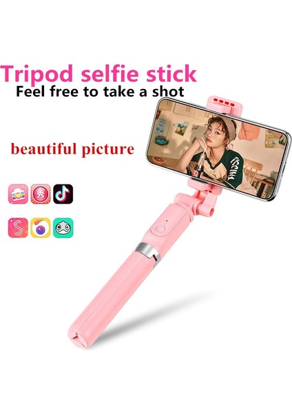 Temizle Mavi Mini Selfie Tripod Uzaktan Kumanda ile + Katlanabilir Tripod Taşınabilir Monopod Kablosuz Bluetooth Selfie Çubuğu iPhone x 8 7 6 S Artı (Yurt Dışından)