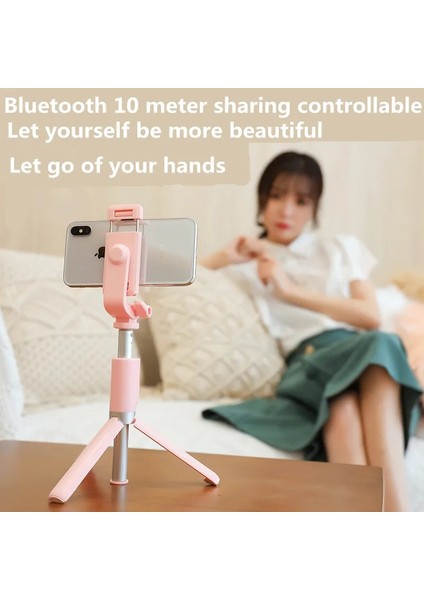 Temizle Mavi Mini Selfie Tripod Uzaktan Kumanda ile + Katlanabilir Tripod Taşınabilir Monopod Kablosuz Bluetooth Selfie Çubuğu iPhone x 8 7 6 S Artı (Yurt Dışından)