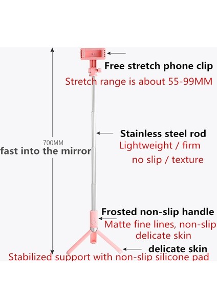 Temizle Mavi Mini Selfie Tripod Uzaktan Kumanda ile + Katlanabilir Tripod Taşınabilir Monopod Kablosuz Bluetooth Selfie Çubuğu iPhone x 8 7 6 S Artı (Yurt Dışından)