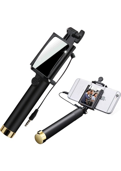 Mavi Mini Selfie Çubuğu Taşınabilir Ayna Uzatılabilir Monopod Selfie Kutuplu El Kablolu Selfie Çubuğu iPhone Xiaomi Için Smartpho Için (Yurt Dışından)