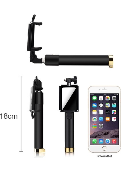 Mavi Mini Selfie Çubuğu Taşınabilir Ayna Uzatılabilir Monopod Selfie Kutuplu El Kablolu Selfie Çubuğu iPhone Xiaomi Için Smartpho Için (Yurt Dışından)