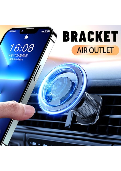 Siyah Hava Firar B Lüks Metal Manyetik Araç Telefonu Tutucu iPhone 12 13 14 Pro Max Magsafe Kılıfı 360 Rotasyon Telefon Montaj Desteği Samsung Mi Için (Yurt Dışından) fırsatları
